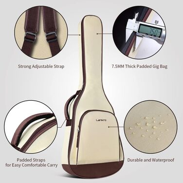 Акустична гітара Lankro 38 дюймів для початківців: чорна гітара Westerngitarre з кейсом, підставкою, медіатором, тюнером, набором струн та інструкцією