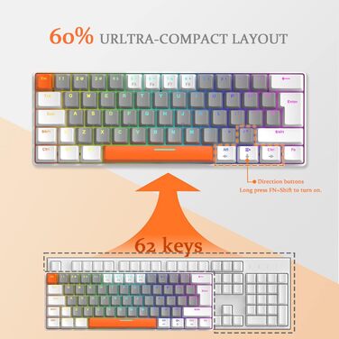 ZIYOU LANG T60 Pro: Механічна клавіатура та миша для геймінгу з USB-C, 60% UK Layout, Red Switch, 6400DPI RGB, для PC/Mac