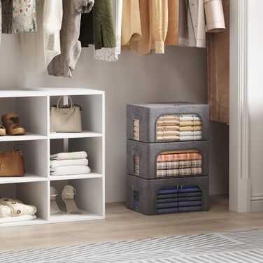 Органайзер для одягу Lifewit з кришкою, з металевим каркасом, сірий (2 шт., 25л)