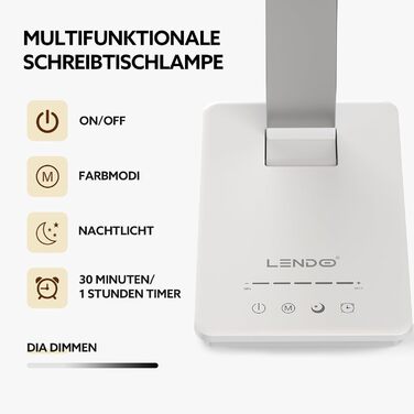 Лампа настільна LED LENDO з двома головками, регульована яскравість 700 люмен, 5 рівнів регулювання, 5 кольорових режимів, USB-порт для зарядки та вбудований акумулятор 2000mAh, для дітей, спальні, читання (срібна)