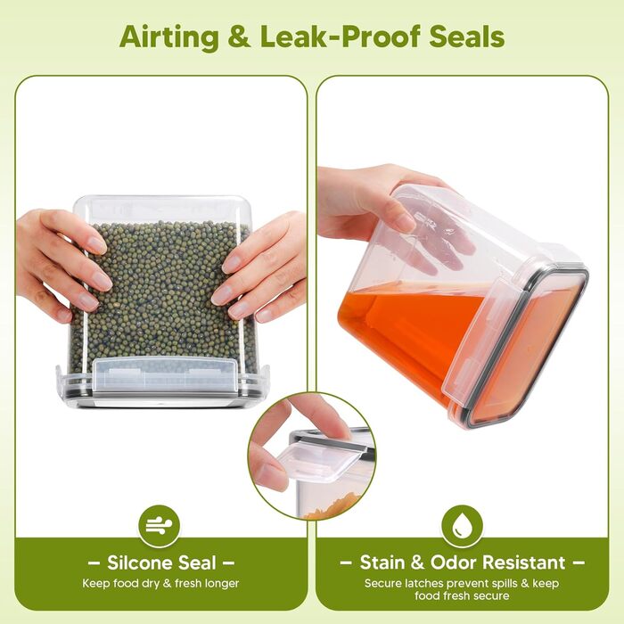 Набір контейнерів для продуктів на 20 штук з кришкою, герметичні, BPA-free, з етикетками, для зберігання круп, борошна, мюслі, кухонний органайзер