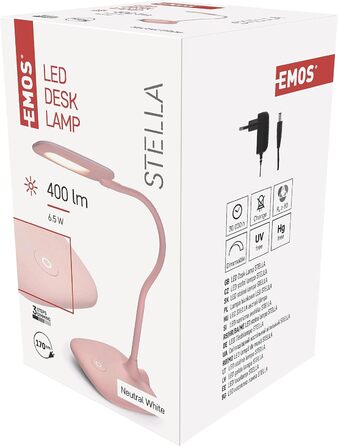 LED настільна лампа EMOS STELLA 6,5W, регулювання яскравості, рожева