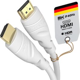 HDMI кабель KabelDirekt 5м (8K, 4K) - Білий, для Blu-ray, PS5, Xbox Series, Switch