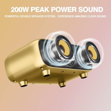 Караоке машина DLARA Upgrade з Bluetooth, USB, TF-карта, AUX, 2 UHF мікрофона та PA-системою (синій, Gold Pro)