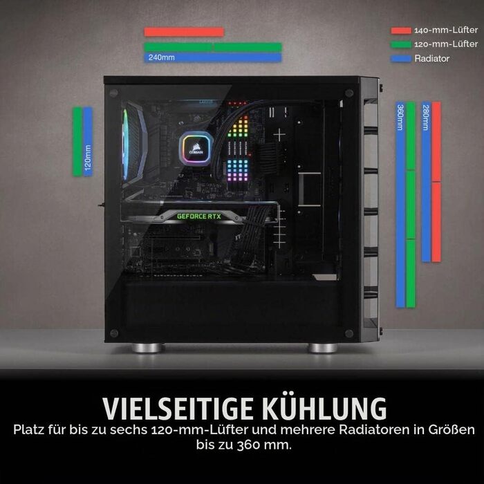 Корпус для ПК Corsair iCUE 465X RGB Mid-Tower ATX, загартоване скло, 3 вентилятори LL120 RGB, білий