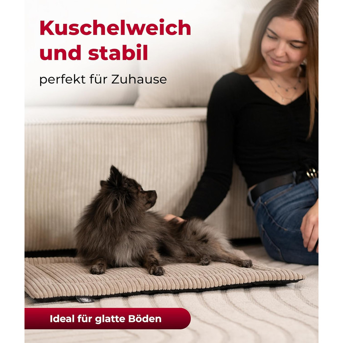Килимок для собак з підкладкою від ковзання, XS – М'який та затишний лежак для собак – Виготовлено в Німеччині (Бежевий, 55x75 см)