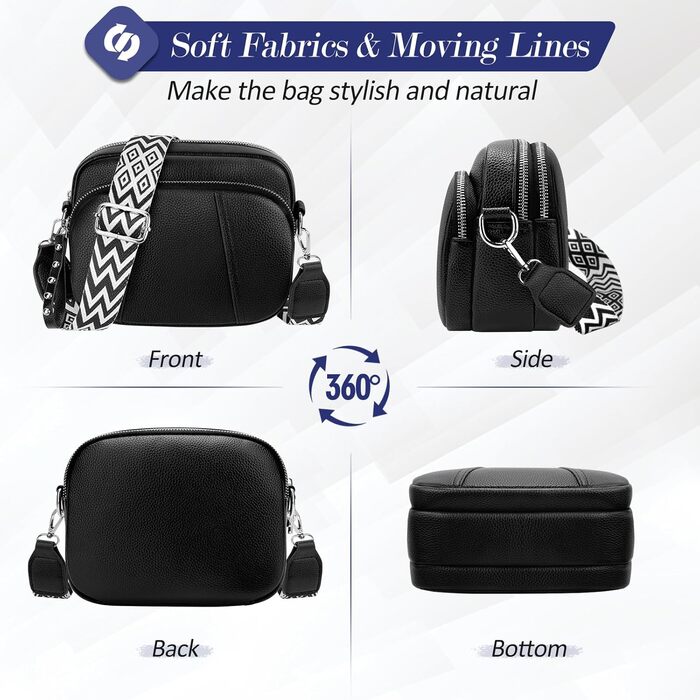 Жіноча сумка через плече кросбоді з натуральної шкіри чорного кольору. Стильна міні-сумка з широким ременем та відділенням для карт