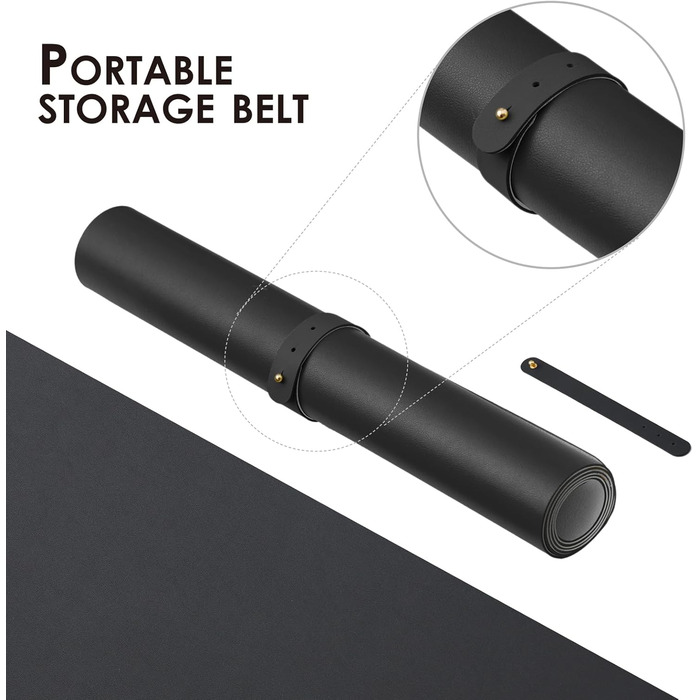 Органайзер для столу шкіряний (PU) з антиковзким покриттям та килимком для миші, 80x40 см, чорний