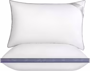 Подушка BedStory 40x80 см, 2 шт, мікрофібра, анатомічна, для сну на боці, спині та животі, біла + синя