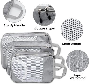 Органайзери для валізи: комплект 3 шт. (сірий) - для зручної подорожі