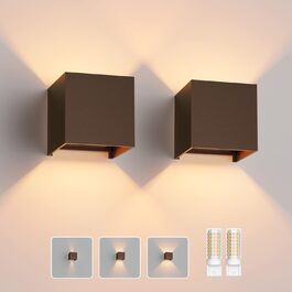 LED-стінні світильники Klighten 2 шт. з змінною G9 лампою, тепле біле світло 3000K, алюміній, для внутрішнього та зовнішнього використання, регульований кут променя, освітлення для вітальні, саду, антрацит (бронза)
