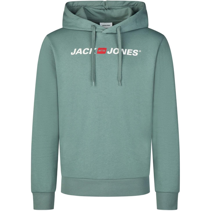 Чоловічий худі Jack & Jones JJMORTY Regular Fit з принтом, колір Trooper (зелений/сірий), розмір S
