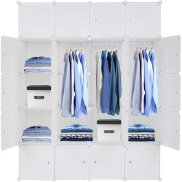 Regal system, 10 dice, plastic wardrobe with doors, modular cabinet for space-saving storage, 70 x 45 x 175 cm, white door & black cabinet. Storage for clothing, shoes etc. (140 x 45 x 175 cm, White-2)