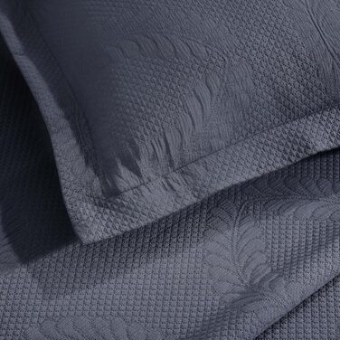 Комплект покривала з жакардової тканини з квітковим візерунком 'Лілія' (3 шт.) - 100% бавовна, розмір Queen, колір: Джинсовий синій