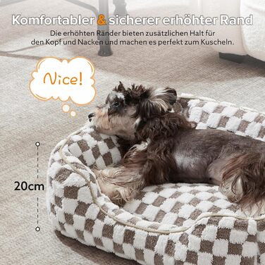 FURTIME Dog Bed, Large Dogs, Non-Slip Dog Beds, Washable Dog Basket, Anti-Anxiety Plush Dog Bed, Suitable for Large Labrador Retrievers, German Shepherds, 89×63×23 cm (M(63×53×20 cm), Chocolate)