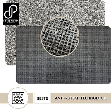 Килимок для підлоги Domoprina з мікрофібри, миючий, неслизький, надзвичайно поглинаючий та плоский – антибактеріальний, для внутрішнього та зовнішнього використання (60x40 см) (Сірий, 60x40 см)