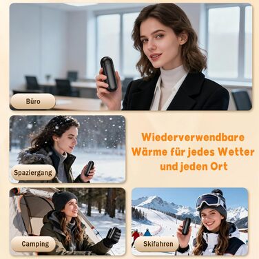 Електричні грілки для рук 2 шт. 7000mAh з 3 рівнями нагріву, портативні, магнітні, чорні - ідеальний зимовий подарунок для жінок та чоловіків