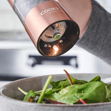 Набір електричних мельниць для солі та перцю Cooks Professional з регулюванням ступеня помелу, нержавіюча сталь, колір мідний
