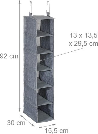 Навісний шафка для одягу Relaxdays з 6 відділеннями, сірий, 92 x 15,5 x 30 см