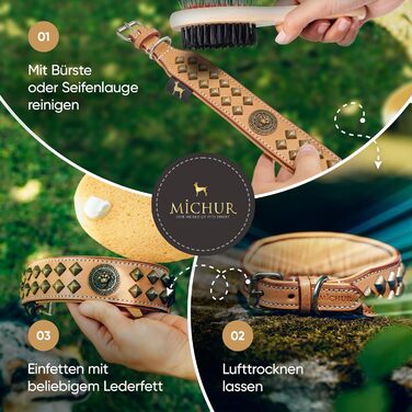 MICHUR Diego Beige Leine, Leather Dog Lead, Flat Lead, Leather Lead for Dogs, MATCHES the Diego Brown Beige Gold Collar, Size 150cm x 2.5cm (Neck circumference 47-54cm)