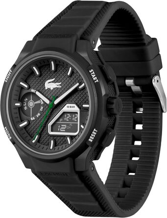 Чоловічий годинник Lacoste LC33 аналогово-цифровий кварцовий з силіконовим браслетом - унісекс, чорний