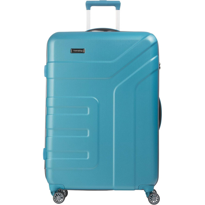Жорсткий валізний чемодан Travelite VECTOR 55 см, 40 л, 4 колеса, TSA замок, стильний дизайн, для ручної поклажі, IATA, червоний/бірюзовий
