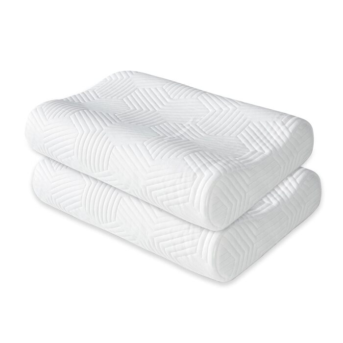 Ергономічна подушка для шиї та голови LAMB з ефектом пам'яті (Memory Foam) для сну на боці, регульована висота, з мийним чохлом, 50x36x10/8 см, біла, 2 шт.