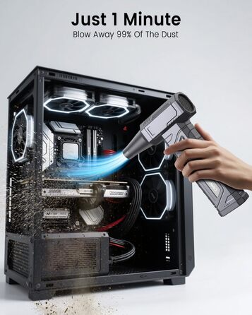 Електричний повітряний пилосос для чищення ПК - Air Duster 200000 RPM, 4-ступенева регулювання, акумуляторний міні-фен, для клавіатури, дому, авто