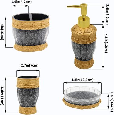 Набір аксесуарів для ванної кімнати LUINT Vintage в червоно-чорному кольорі (5 шт.)
