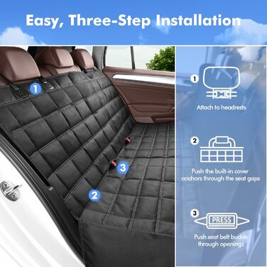 4-in-1 Waterproof Dog Seat Cover for Car Back Seat - Protects from Scratches & Prevents Sliding - Fits Cars, Trucks & SUVs