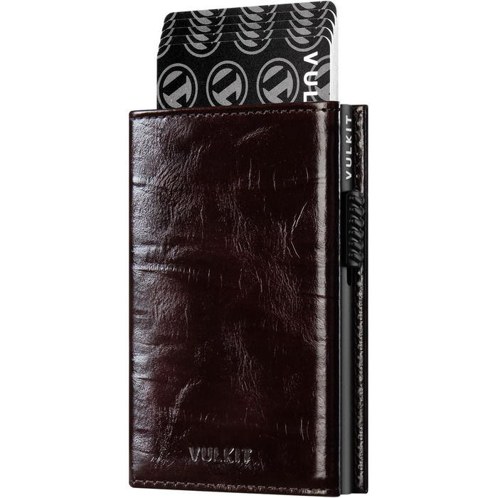 Елегантне шкіряне картхолдер VULKIT з RFID-захистом: картхолдер з відділенням для грошей, візиток та монет (Dutch Martin Espresso)