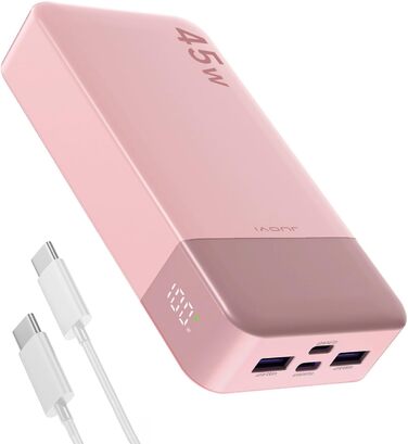 Powerbank JUOVI J2621 Рожевий, 20000mAh, 45W, для Switch, MacBook, iPhone, Samsung, Steam Deck