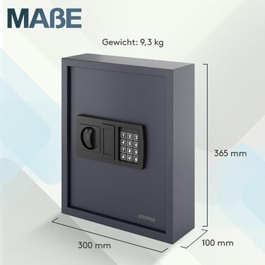 Шкафчик для ключів ACROPAQ з кодовим замком на 100 ключів, з 100 брелоками, з електронним захистом. Великий сейф для ключів, кодовий замок, ключовий сейф (48 ключів)