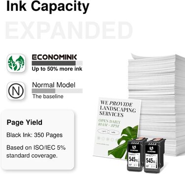 Картриджі Economink 545XL чорні (2 шт.), сумісні з Canon PG-545 для Pixma TS3350, TS3150, TS3450, TR4550, MX495, MG2555, MG3050