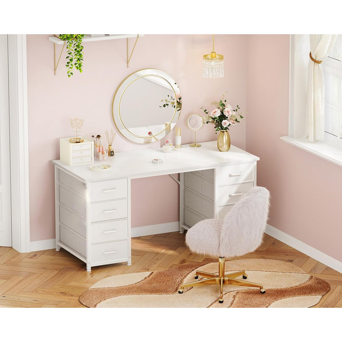 Комп'ютерний стіл Coleshome з 8 висувними ящиками для зберігання, білий (120x48 см)