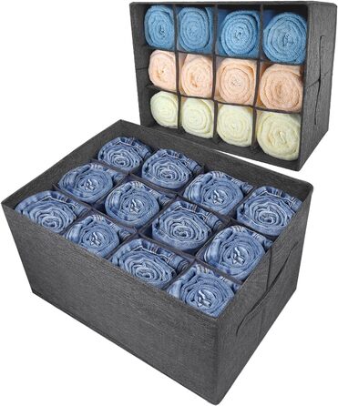EASEVE Closet Organizer Drawer Storage Box for Clothes - 12 Cell Drawer Organization System Closet Clothes Storage Boxes for Jeans, Pants, Towel, Shirt, Sweater (1 Piece)
