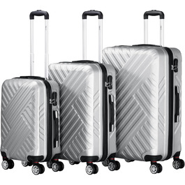 Набір валіз Zelsius 3 шт. сірий колір | ABS валізи з кодовим замком, подвійними колесами та внутрішнім роздільником | Ручна валіза, набір валіз з твердим корпусом 3 шт., ролер, велика валіза, дорожній набір