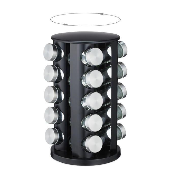 Relaxdays Stainless Steel Spice Carousel with 20 Jars