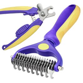 Ножиці для грумінгу котів та собак, щітка для видалення підшерстка, гребінець для собак - щітка для довгошерстих та короткошерстих, самоочисна щітка для тварин