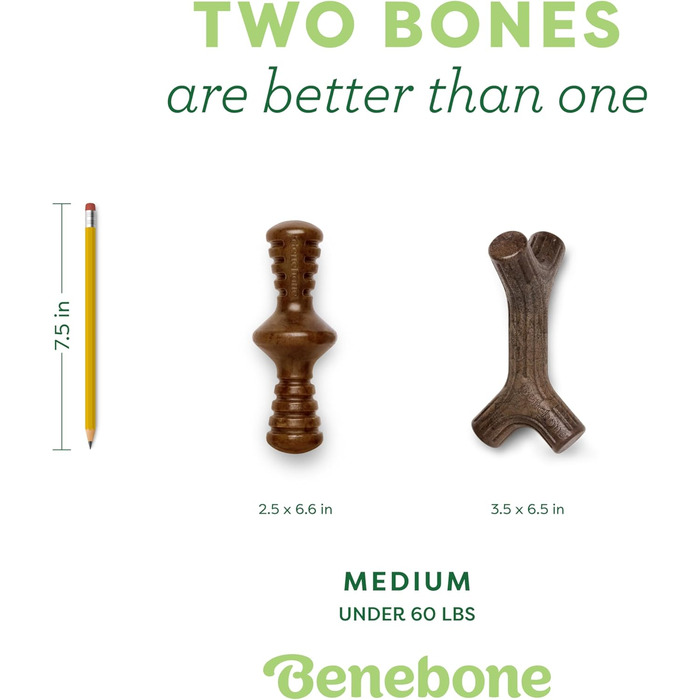 Benebone набір іграшок для собак-гризунів, міцні іграшки для агресивних гризунів, подарункова коробка з кісткою, рибною кісткою, палицею та Zaggler, для малих собак, з ароматом, середній розмір, вироблено в США