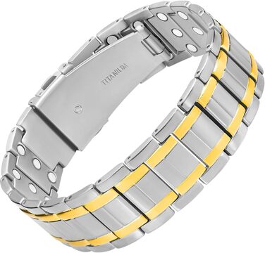 Браслет-магнітотерапія MagnetRX® Titan для чоловіків - титановий, регульований, з надійним застібкою (срібло/золото)