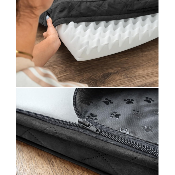 Ортопедичне ліжко для собак Lionto, 60x40x8 см, міцне, з м'яким плюшем, знімний та пральний чохол, водовідштовхувальне, для собак та котів (60x40x8 см, чорне)