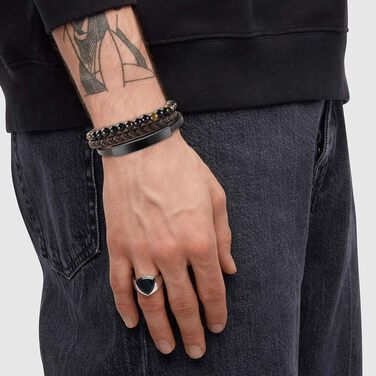 Чоловічий шкіряний браслет Casisto Lederarmband з гравіюванням, плетінка, магнітний замок, коричнево-чорний, 19 см