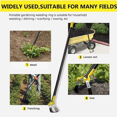 MELVTATA Garden Hoe, Hoe, Gardening Tool, 152cm Stirrup Hoe for Planting Vegetables, Farm Use, Stainless Steel, Hula Hoe – Stirrup Hoe with Adjustable Hoe for Weeding/Loosening Soil
