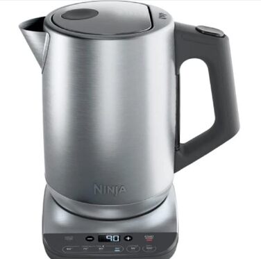 Ninja Stainless Steel Kettle, Perfect Temperature, 1.7L, LED Display, Kettle with Rapid Boil Function and Various Temperature Settings, Stainless Steel KT201EU 1.7 Liter Stainless Steel