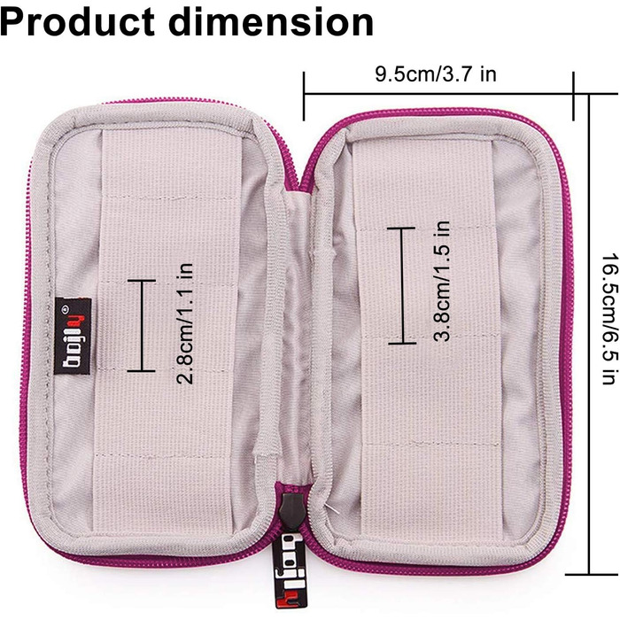 Органайзер для USB-накопичувачів та аксесуарів: водонепроникний чохол, 9 відділень, чорний (Large, RosePurple)
