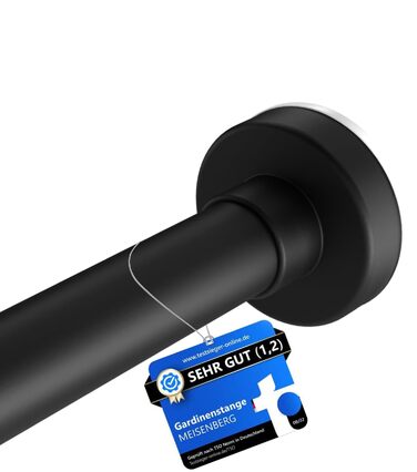 Штанга для душу без свердління 90-160 см, Ø 25 мм, телескопічна штанга для завіси з кріпленнями - для вікна, душу та перегородки - 1 шт. (90-160 см, чорний)