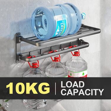 Тримач для рушників без свердління, матовий, самоклеючий, з 5 гачками, 58 см, алюміній (сірий)