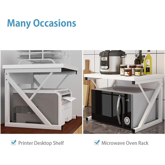 Поличка для мікрохвильової печі та кухонних приладів, органайзер для кухні (дуб/3 яруси) (білий/2 яруси)