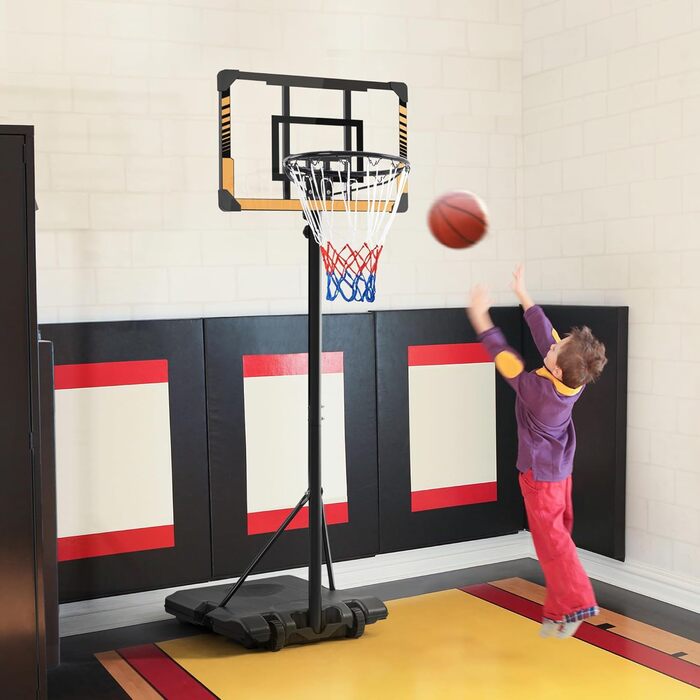 Yaheetech Adjustable Height Basketball Stand with Wheels - Mobile Basketball Hoop, Water or Sand Fillable, Indoor/Outdoor Basketball System - 226.5cm - 256.5cm